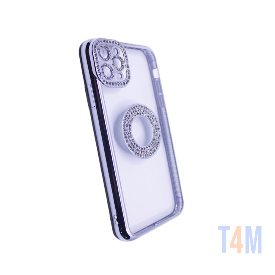 Capa de Silicone Suave com Design de Diamante para Apple iPhone 11 Pro Max Prata